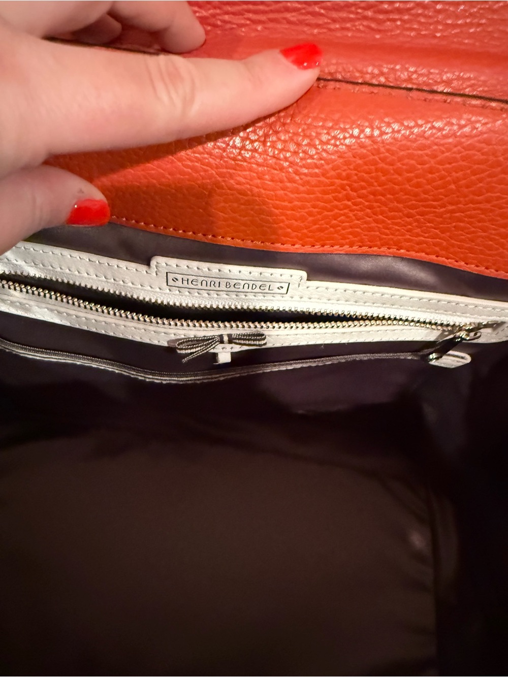 Henri Bendel Tribal Geo Embroidered Bag Paprika Red/Orange - Picture 13 of 14